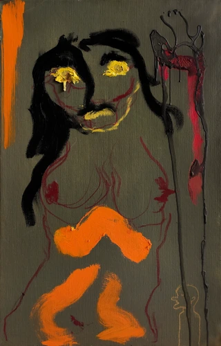 The green orange naked woman