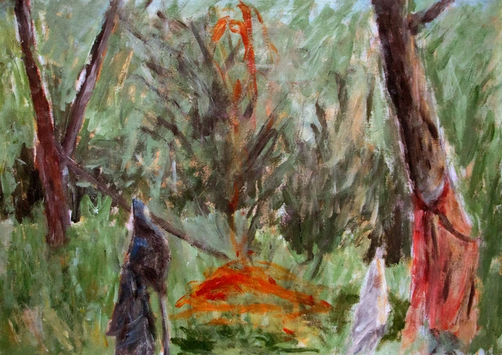 Little fire by the stream on yard in Kajňa