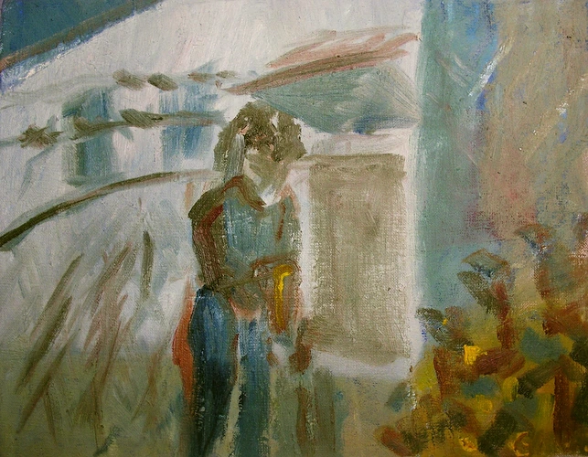 My young father chopping wood in Ruská Kajňa