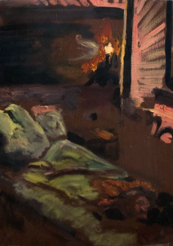 Bed by the night lamp