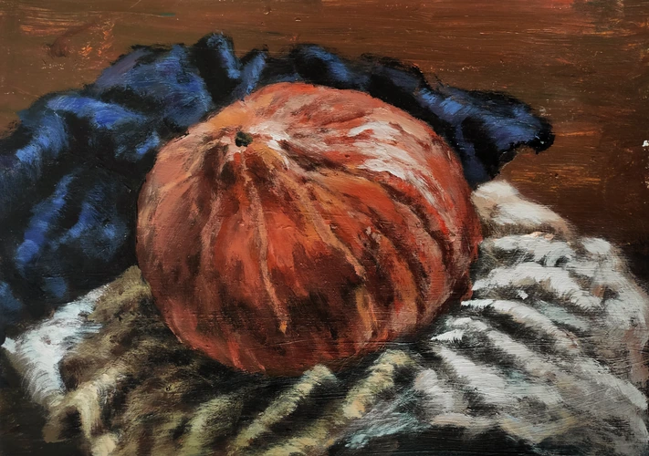 The pumpkin on drapery