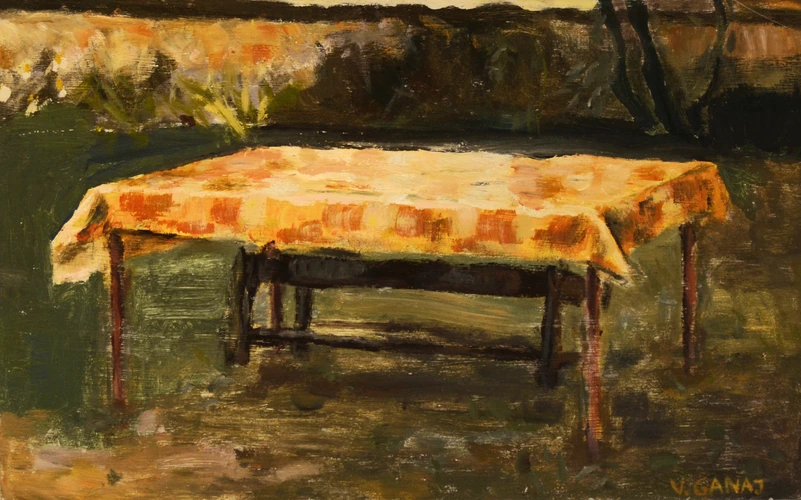 The table after rain in the garden
