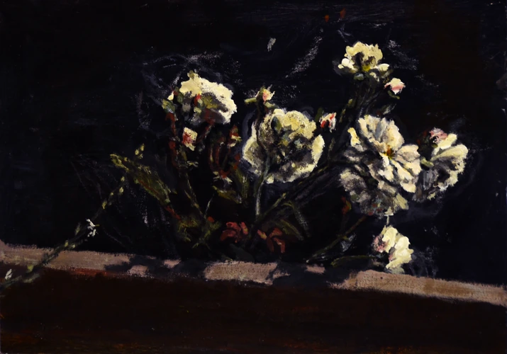 White roses on black background